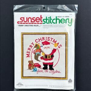 Vintage Sunset Stitchery “Merry Christmas From..” Needlepoint Kit, NEW Unopened
